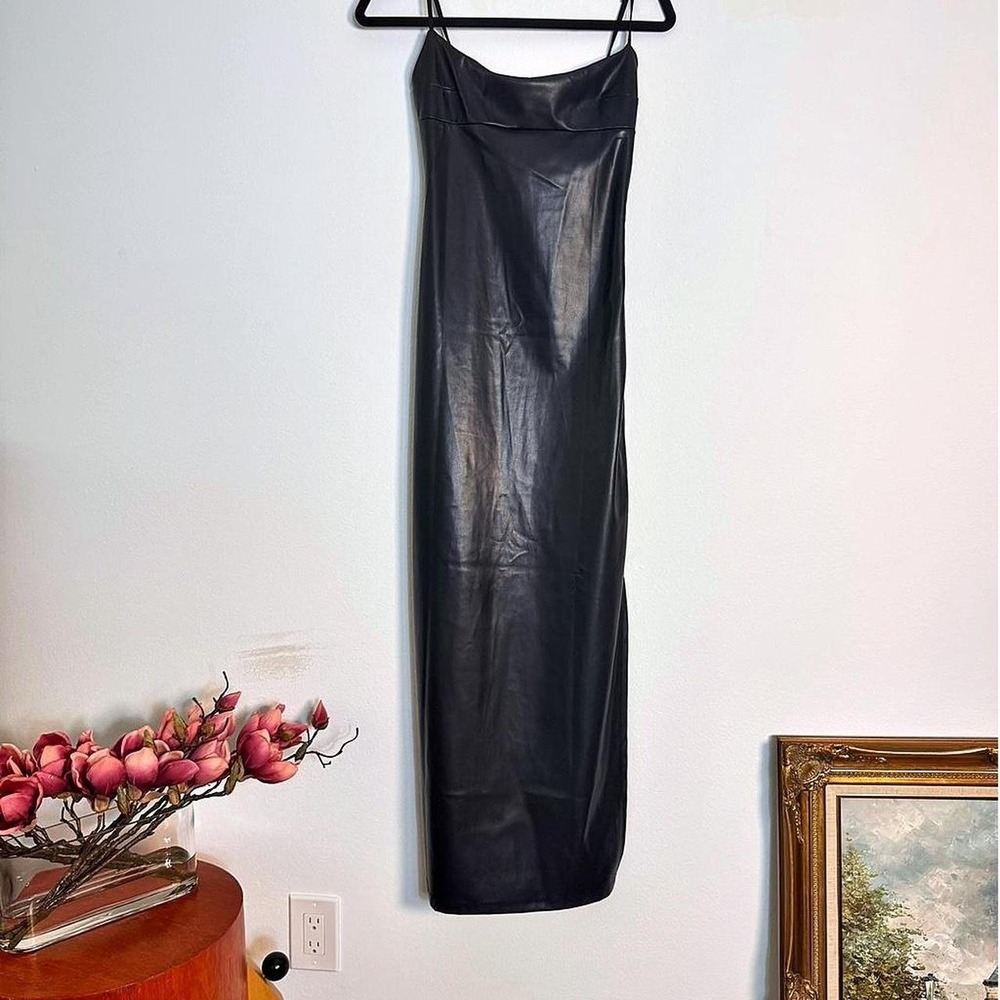 Olivaceous black leather maxi dress Size S